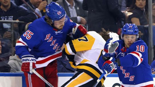 Rakell injured by high hit from Rangers' Lindgren taken in New York (Penguins)